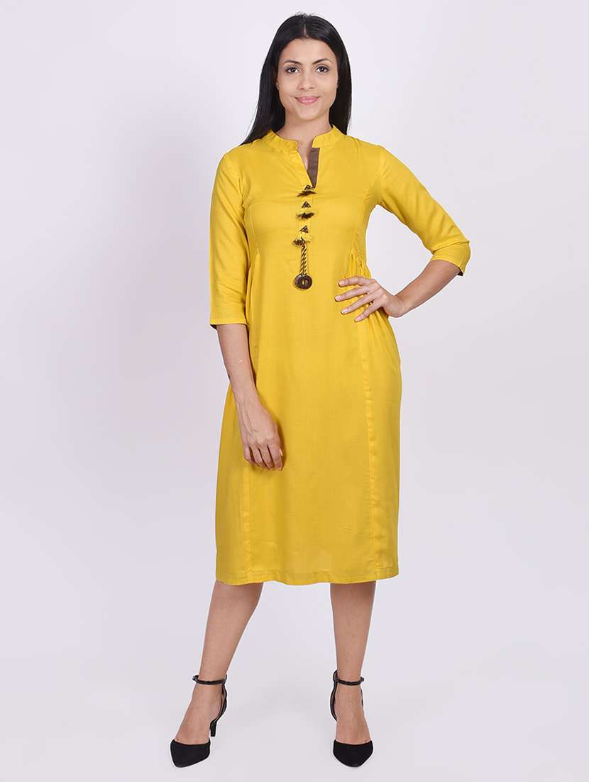 solid a-line ethnic dress