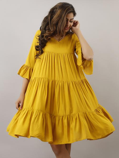 women's solid tiered dress - 17717599 - Standard Image - 0