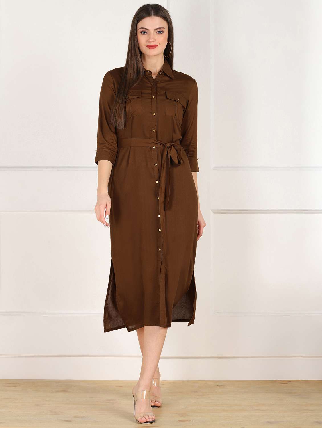 women's shirt solid dress - 17717605 - Zoom Image - 0
