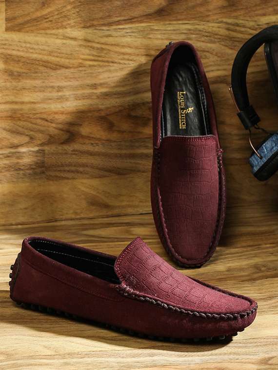 purple suede slip on loafers