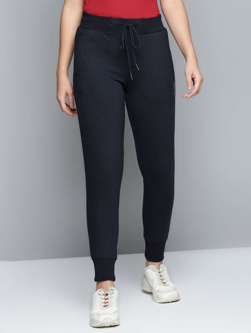 high rise solid track pants 