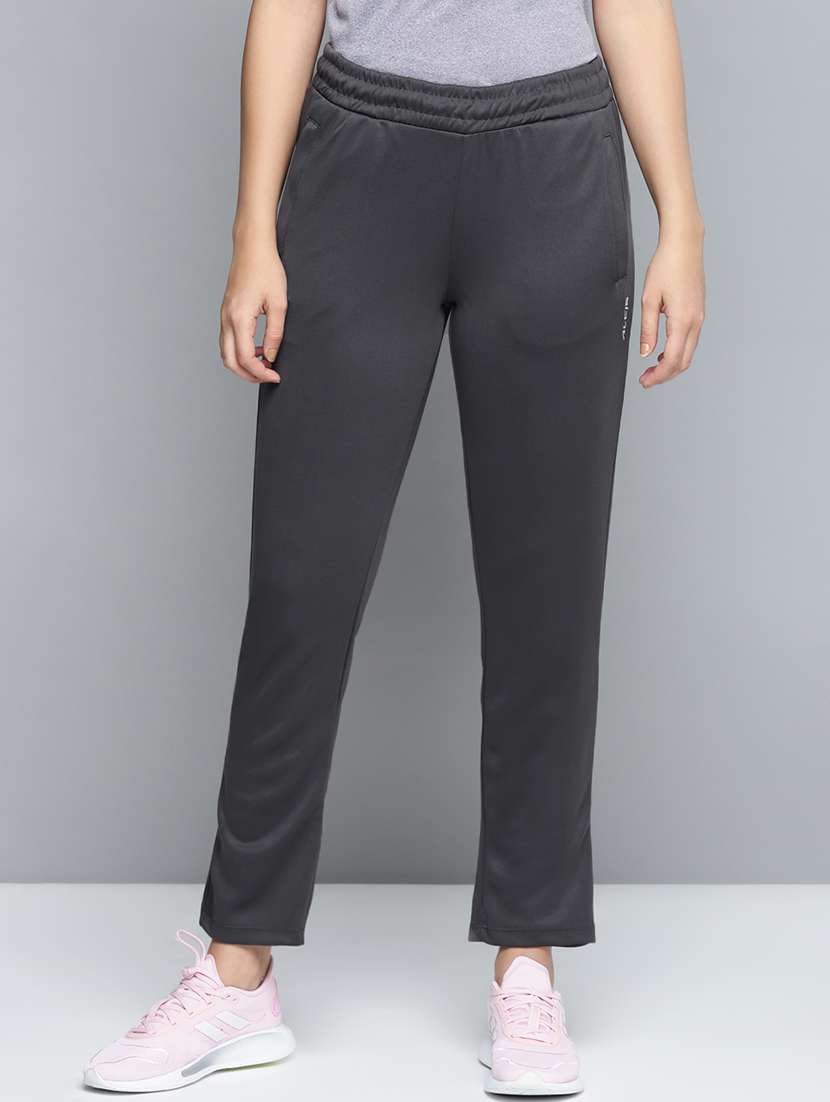 high rise solid track pant