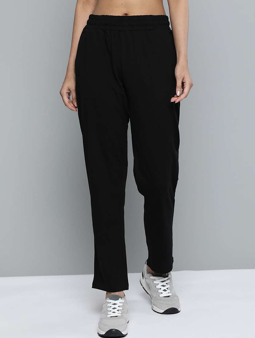 high rise solid track pant