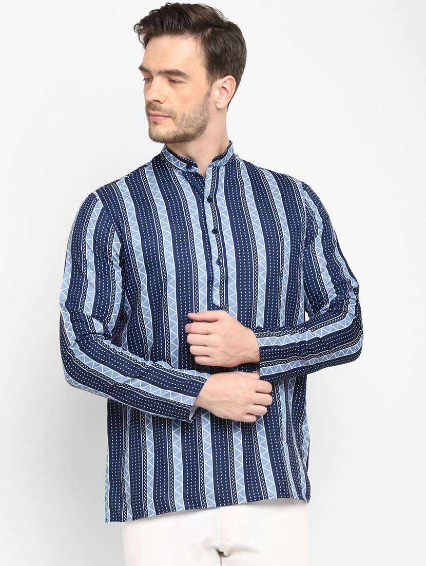 blue striped short kurta