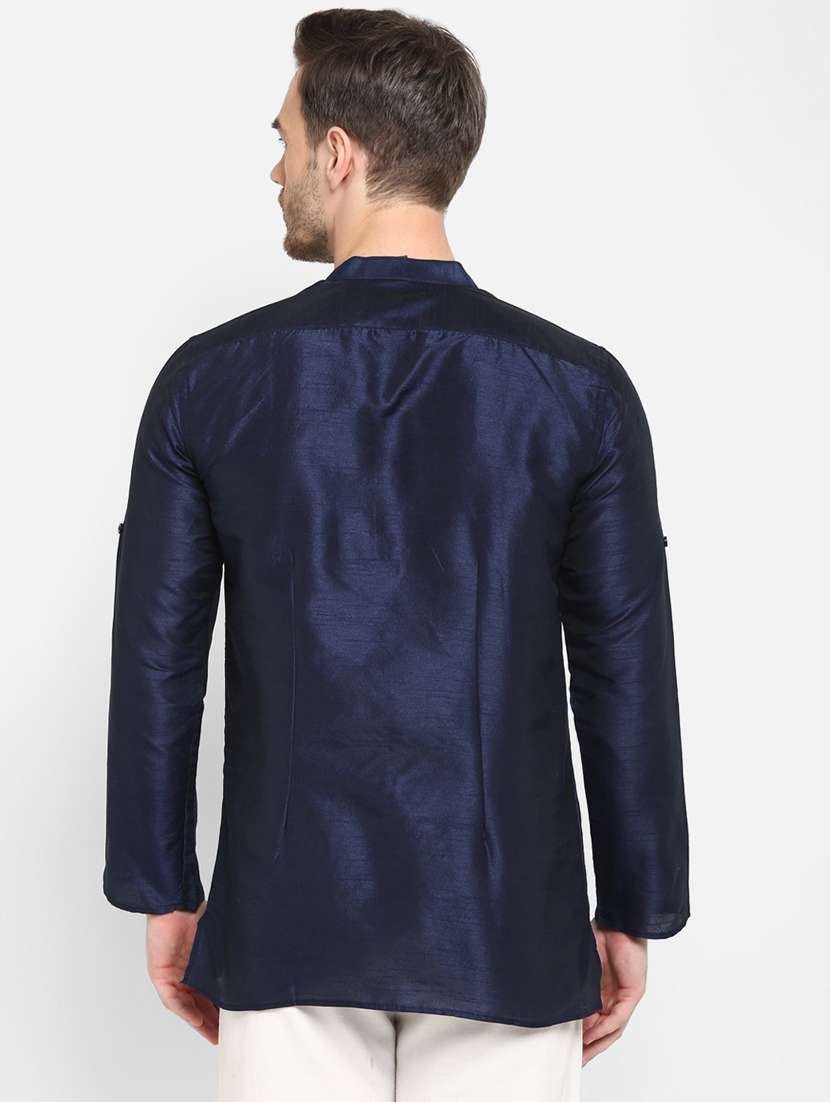 navy blue solid short kurta - 17718752 -  Standard Image - 2