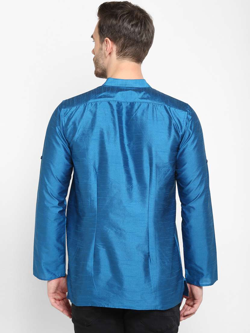 blue solid short kurta - 17718759 -  Standard Image - 2