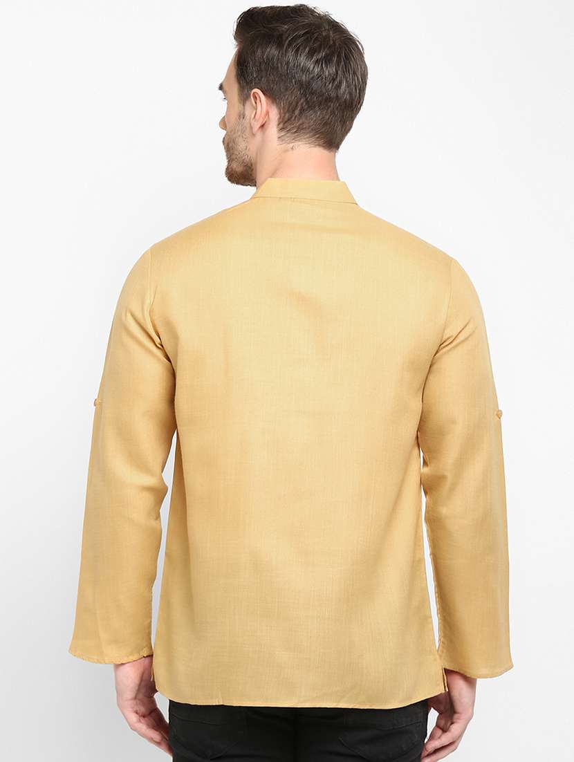 beige solid short kurta - 17718764 -  Standard Image - 2