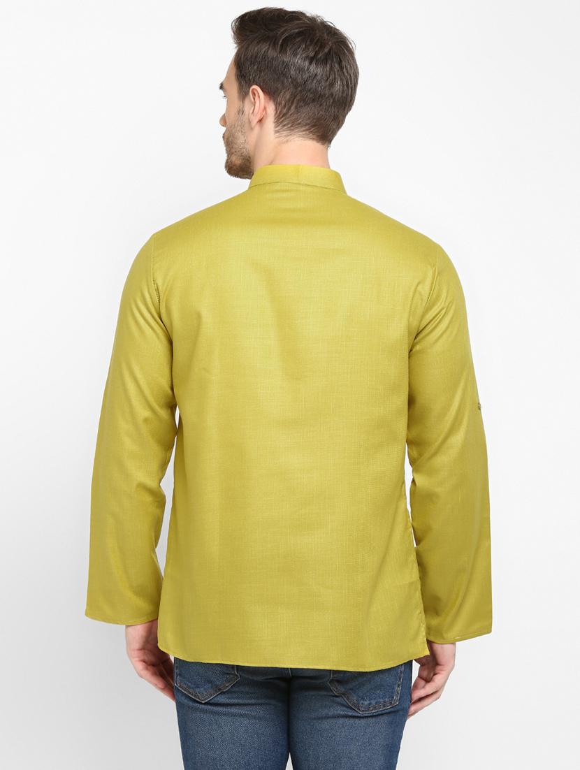 olive green solid long kurta - 17718767 - Standard Image - 2