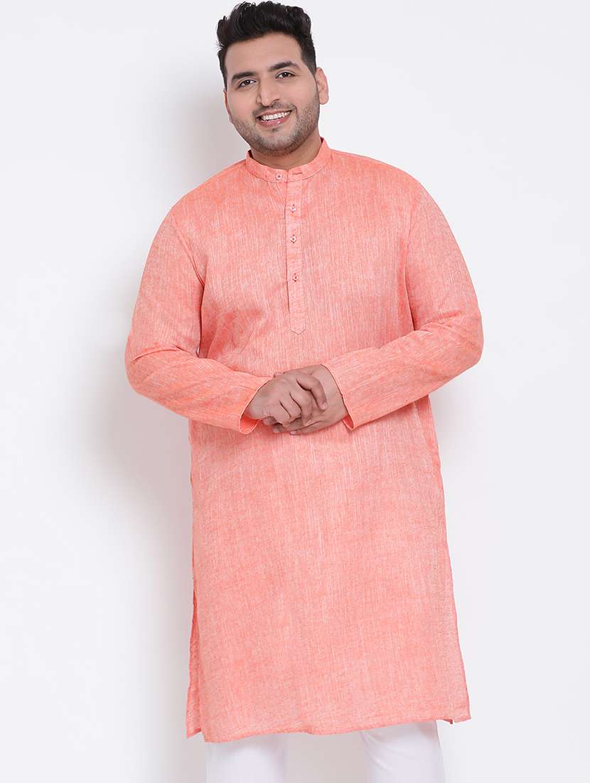 plus size peach solid long kurta