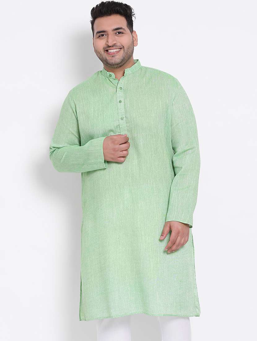 plus size green solid long kurta
