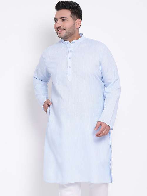 plus size light blue solid long kurta - 17718883 -  Standard Image - 0