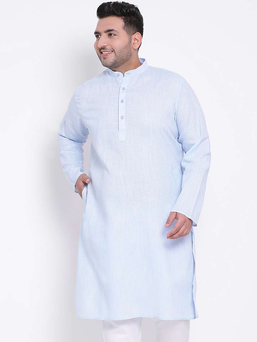 plus size light blue solid long kurta - 17718883 -  Zoom Image - 0