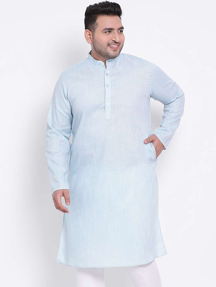 plus size light blue solid long kurta