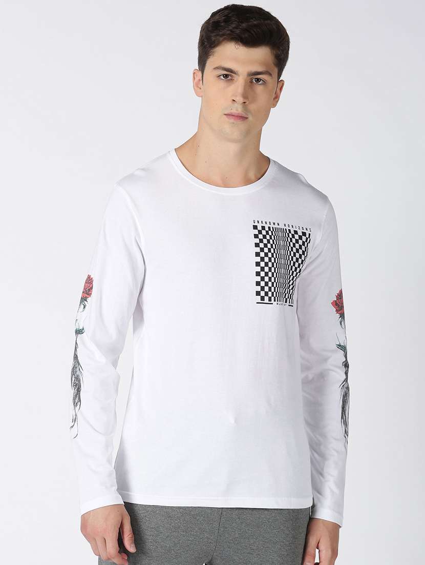 white cotton front print tshirt