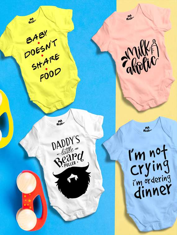 set of 4 printed onesies - 17719480 - Standard Image - 2