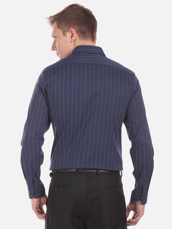 navy blue striped formal shirt - 17727530 - Standard Image - 2