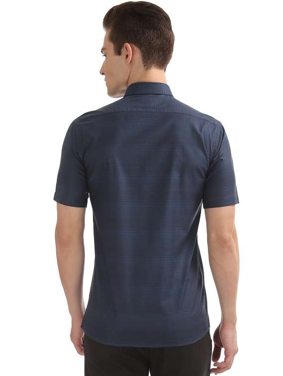 navy blue striped formal shirt - 17727586 - Standard Image - 2