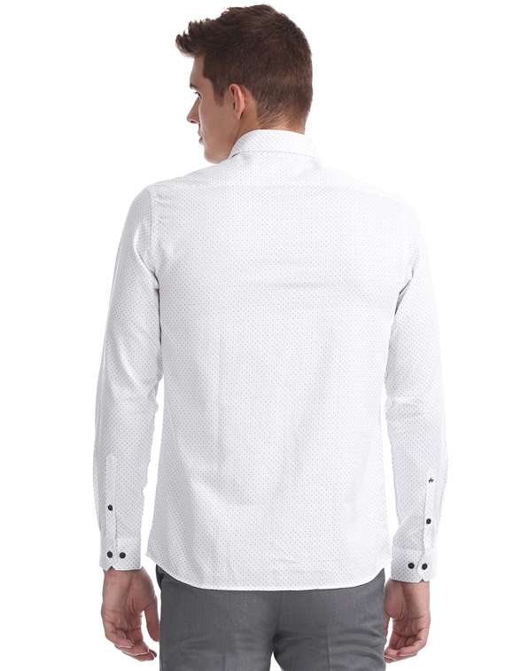 white printed formal shirt - 17727596 - Standard Image - 2