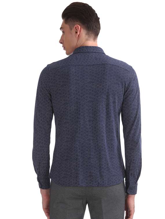 navy blue printed formal shirt - 17727606 - Standard Image - 2