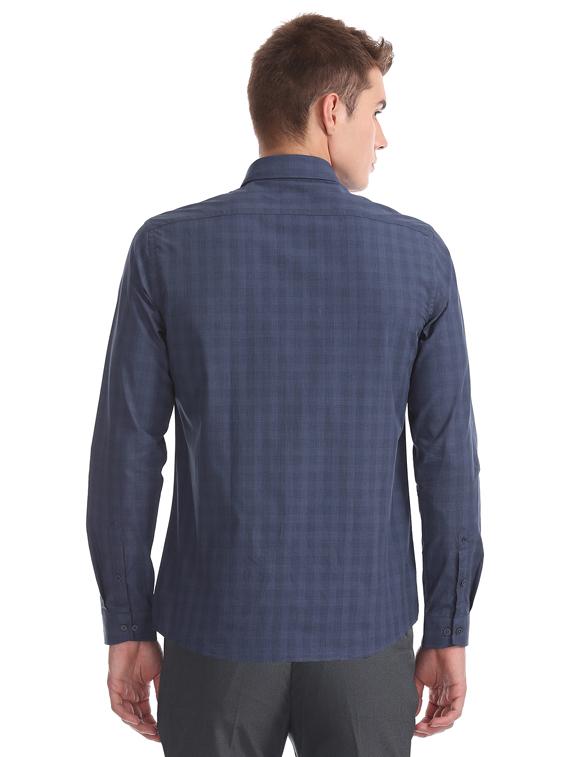 navy blue checkered formal shirt - 17727619 - Standard Image - 2