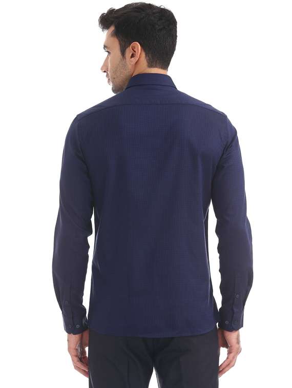 navy blue checkered formal shirt - 17727642 - Standard Image - 2