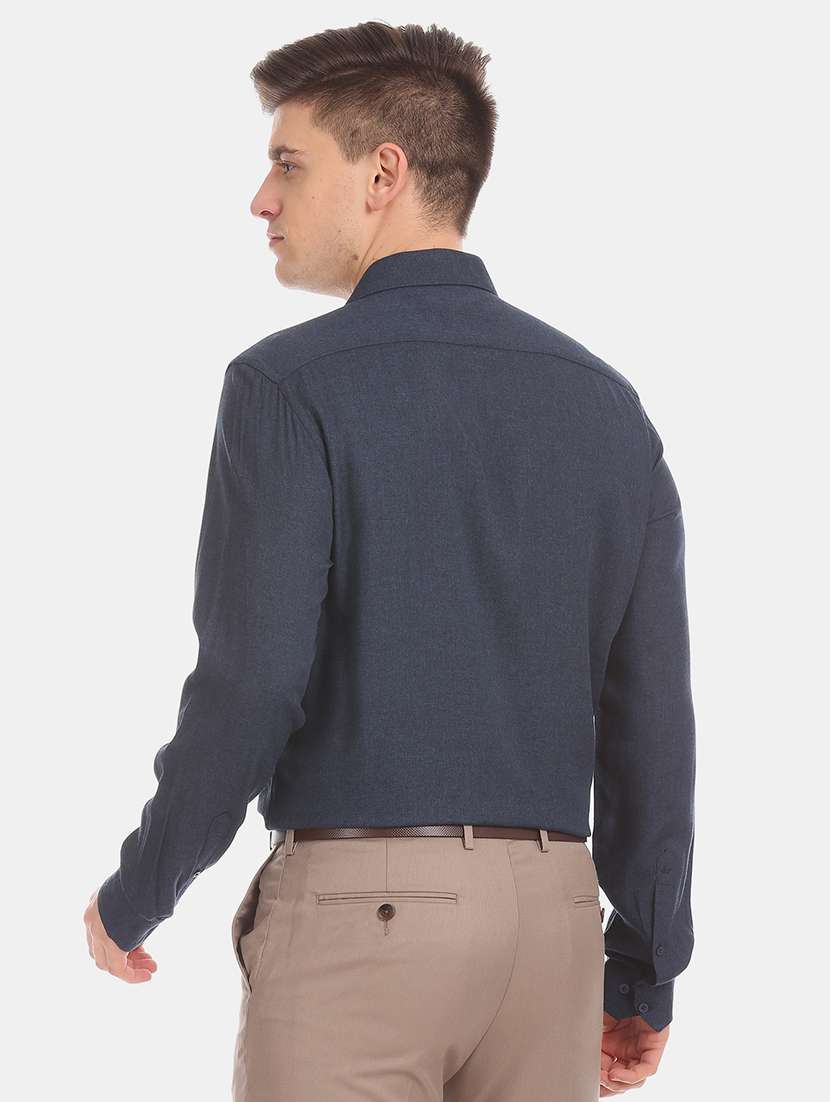 navy blue solid formal shirt - 17727897 - Standard Image - 2