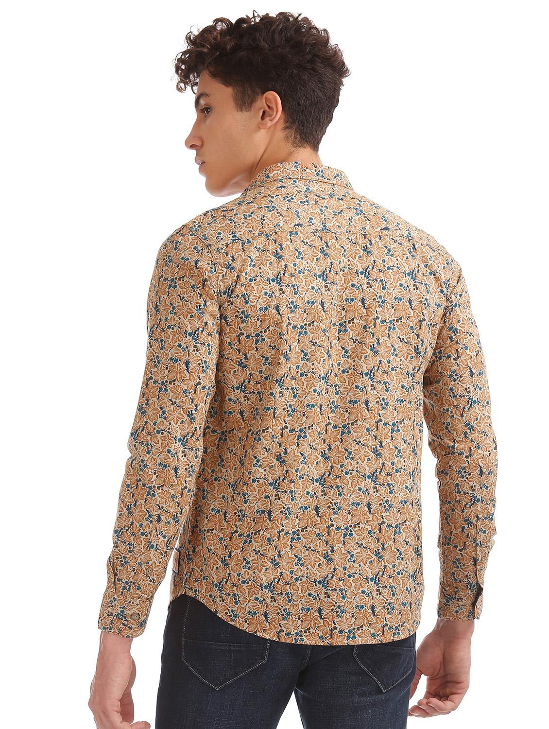 beige floral casual shirt - 17728117 - Standard Image - 2