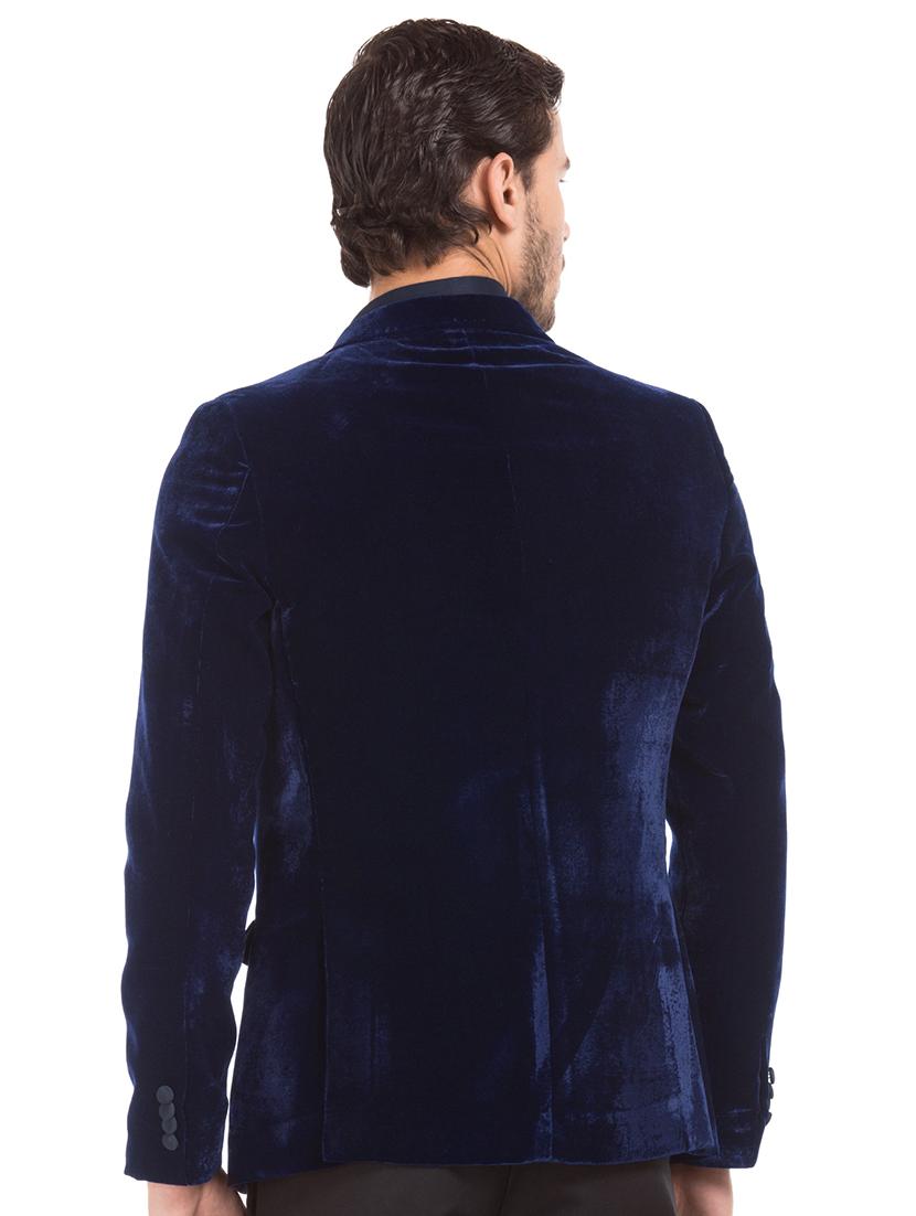 blue solid single breasted casual blazer - 17729536 - Standard Image - 2