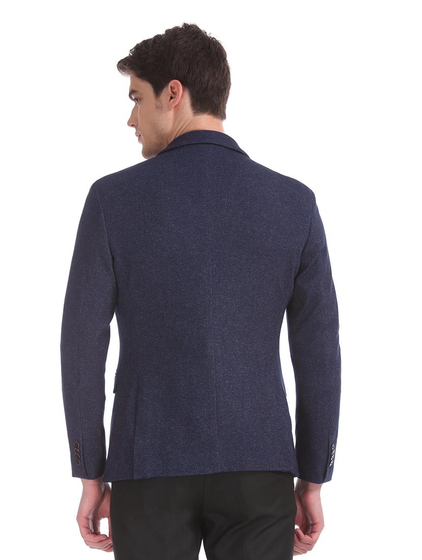 navy blue solid single breasted formal blazer - 17729769 - Standard Image - 2
