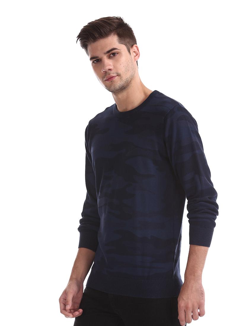 navy blue printed pullover - 17730091 - Standard Image - 2