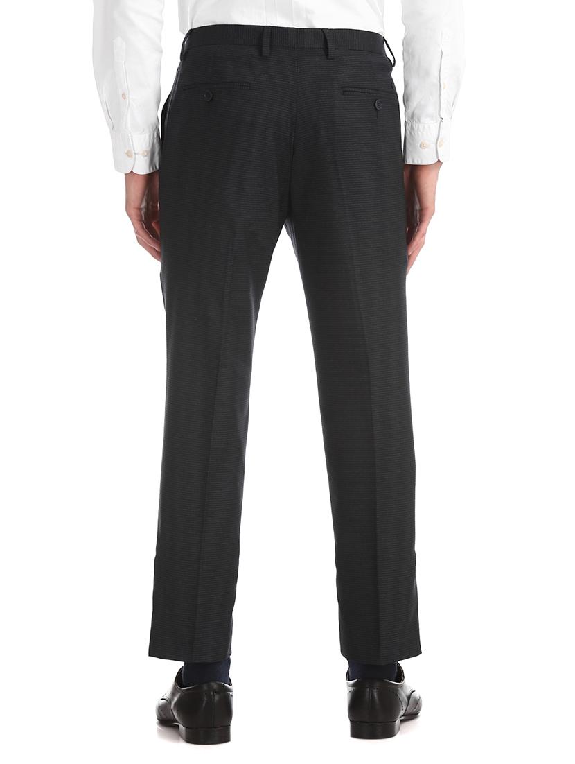 black striped flat front formal trouser - 17730998 - Standard Image - 2