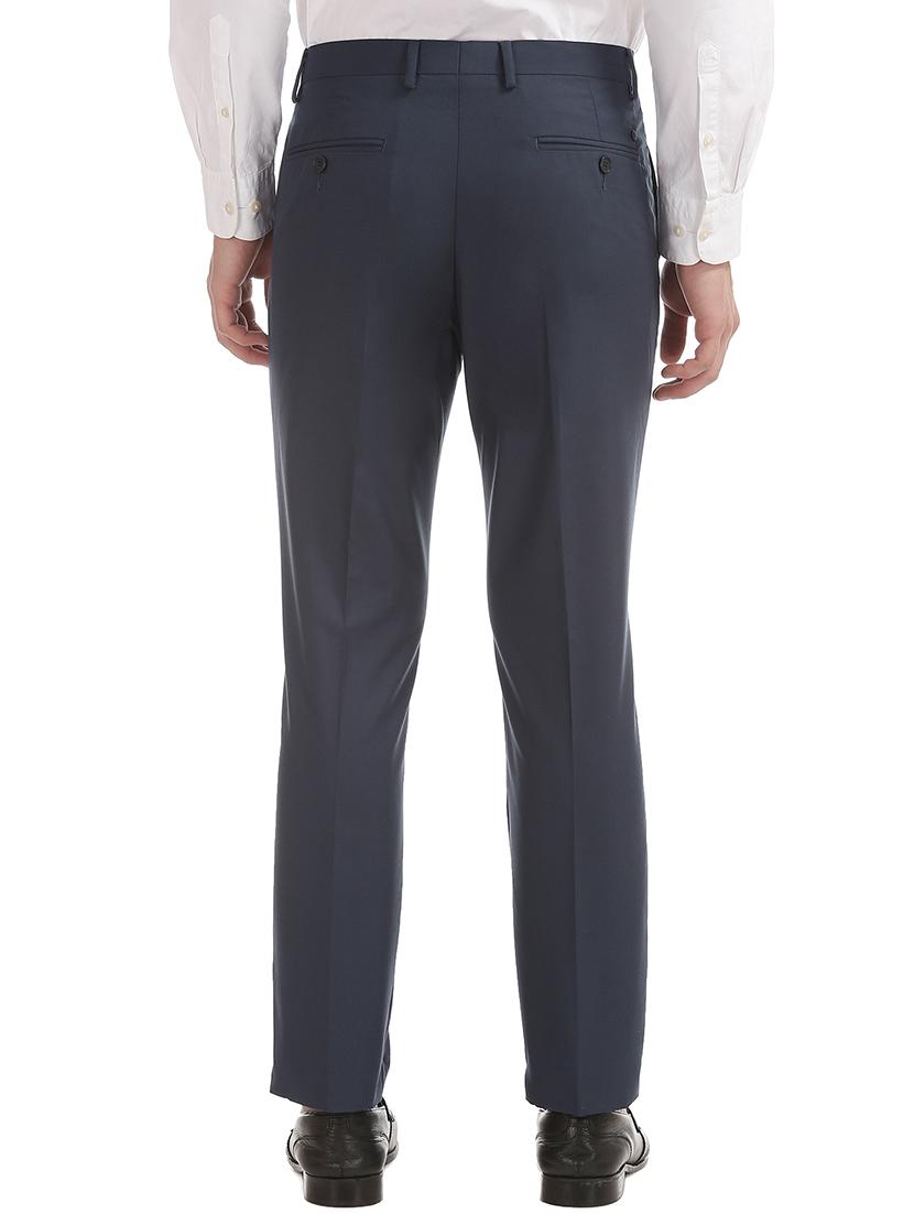 navy blue solid flat front formal trouser - 17731017 - Standard Image - 2