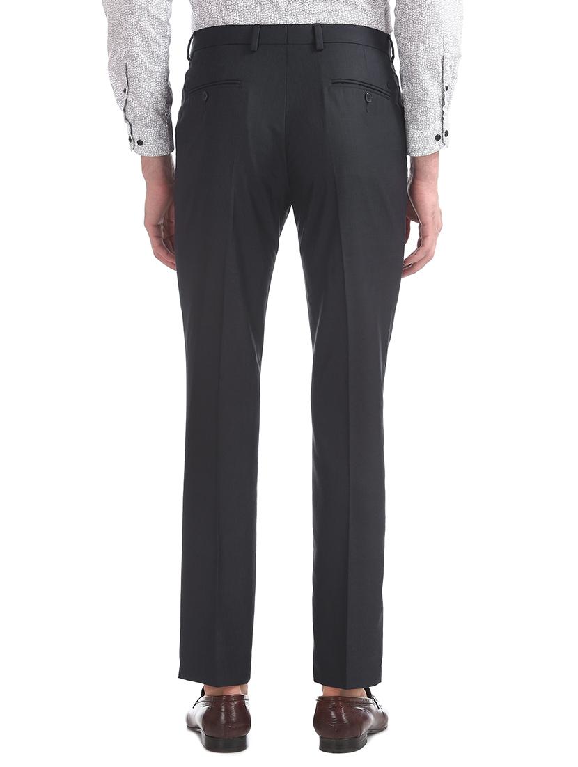 navy blue solid flat front formal trouser - 17731282 - Standard Image - 2