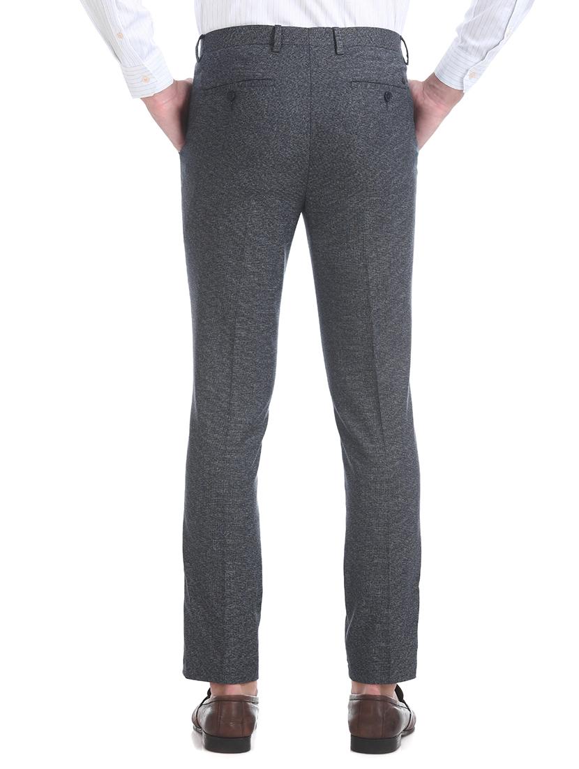navy blue textured flat front formal trouser - 17731322 - Standard Image - 2