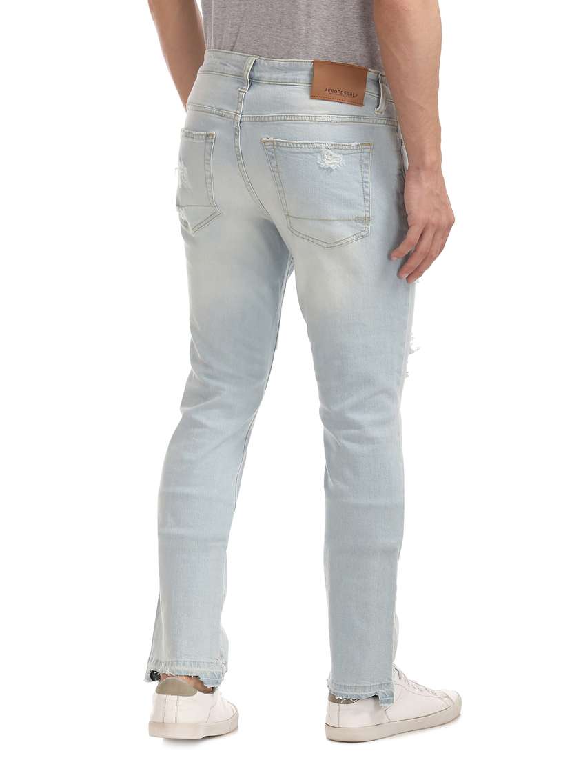 blue heavy washed distressed denim jeans - 17731739 -  Standard Image - 2