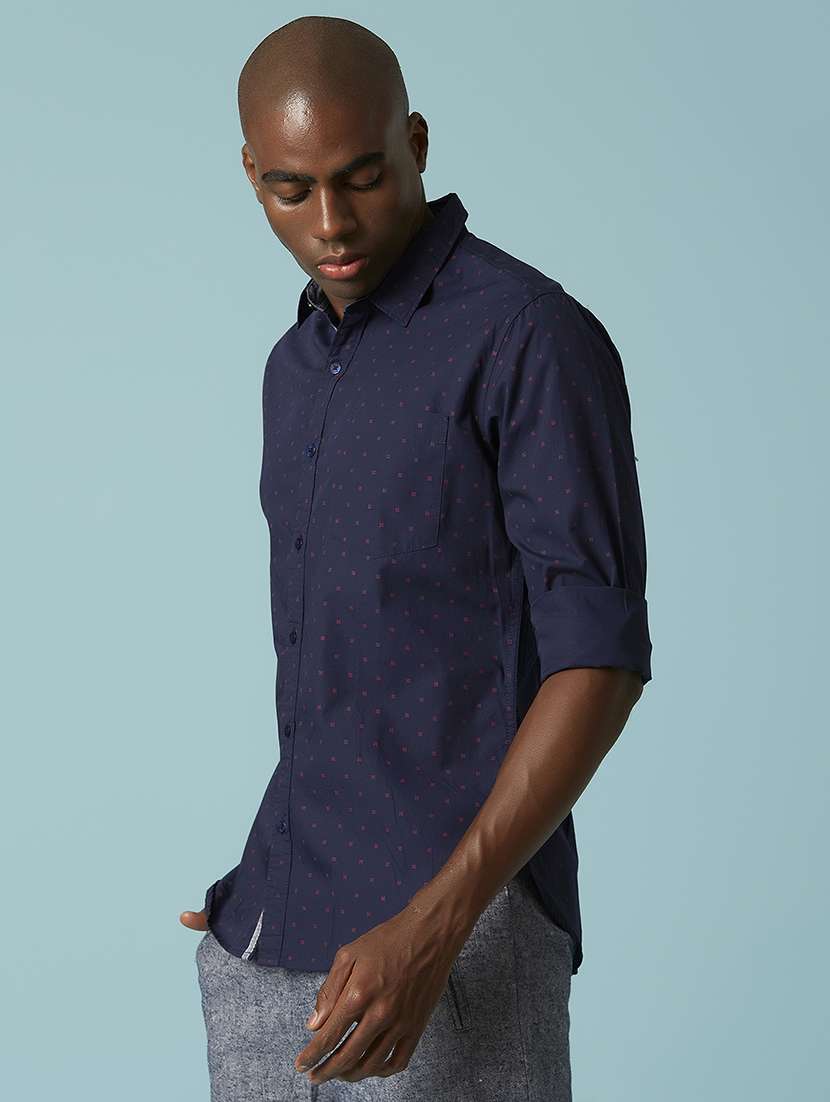 navy blue printed casual shirt - 17732209 -  Standard Image - 2