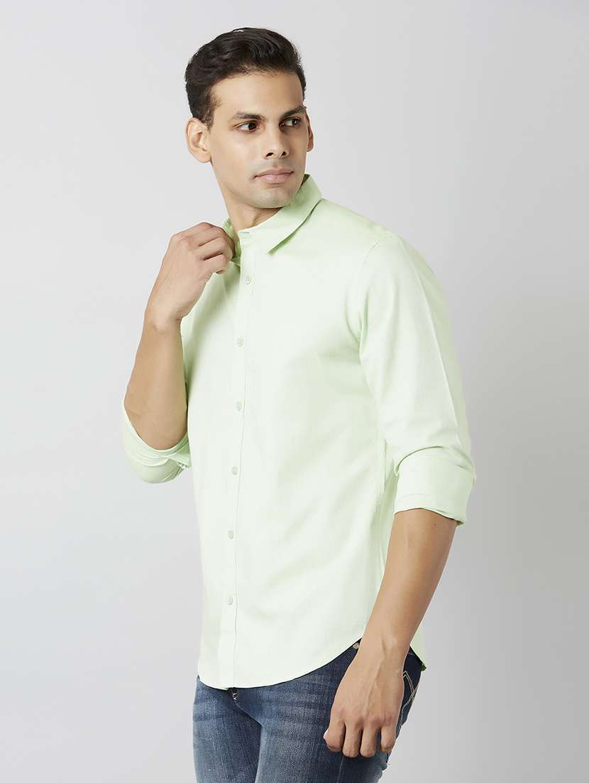 green solid casual shirt - 17732224 -  Standard Image - 2