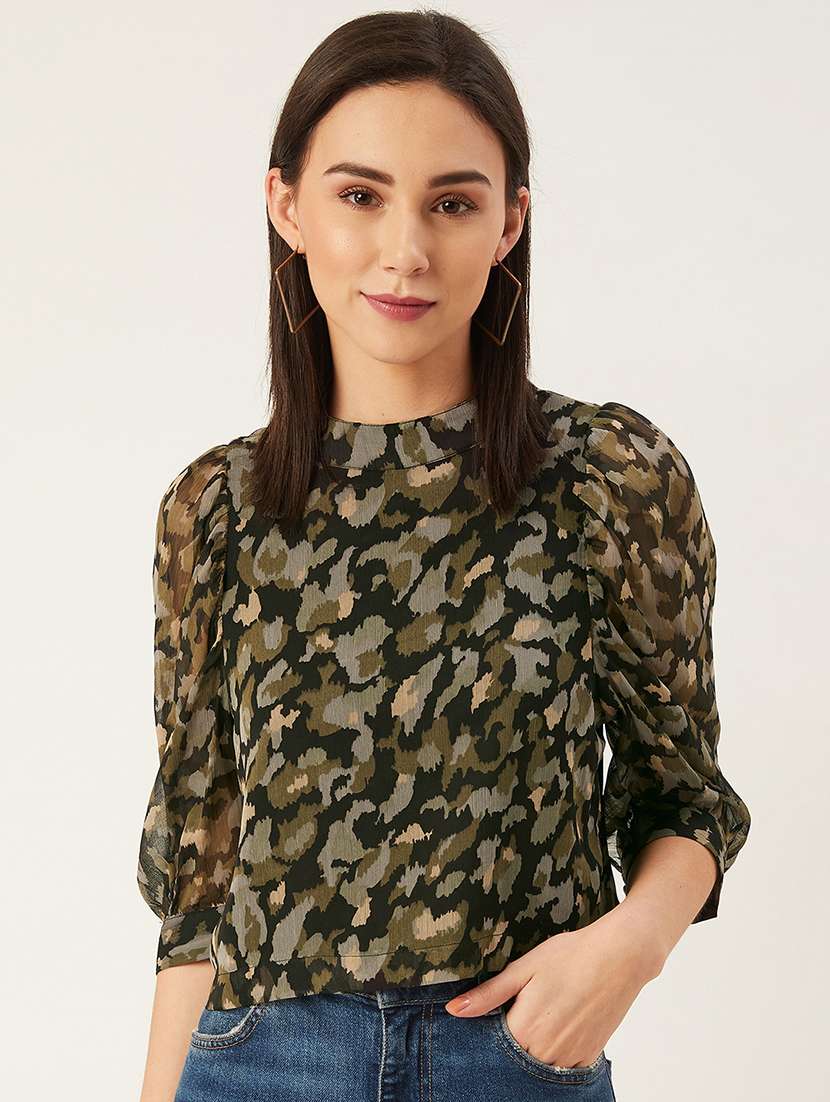 women's crop round neck top