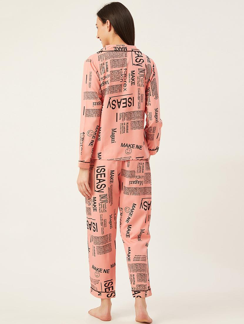 orange printed nightwear pajama set - 17732927 - Standard Image - 2