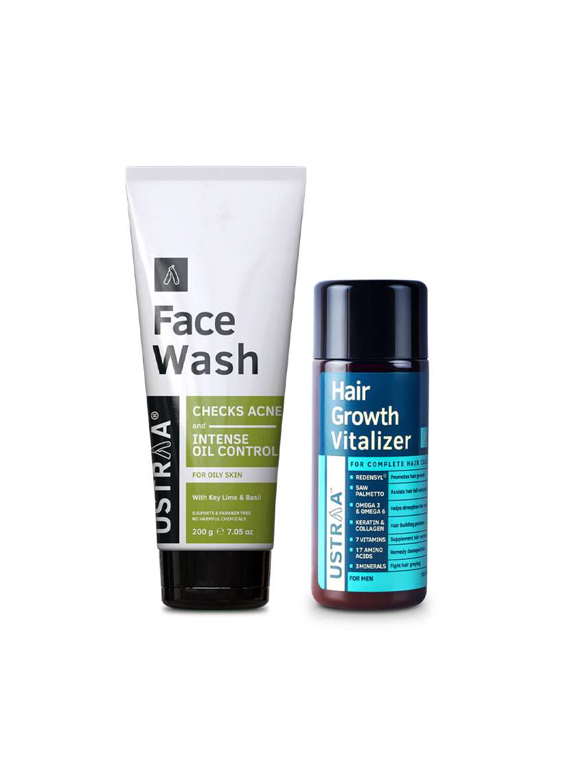 ustraa hair growth vitalizer - 100ml and ustraa face wash oily skin - 200g