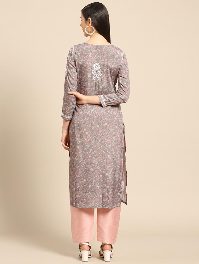 chikankari straight kurti - 17733988 - Standard Image - 2