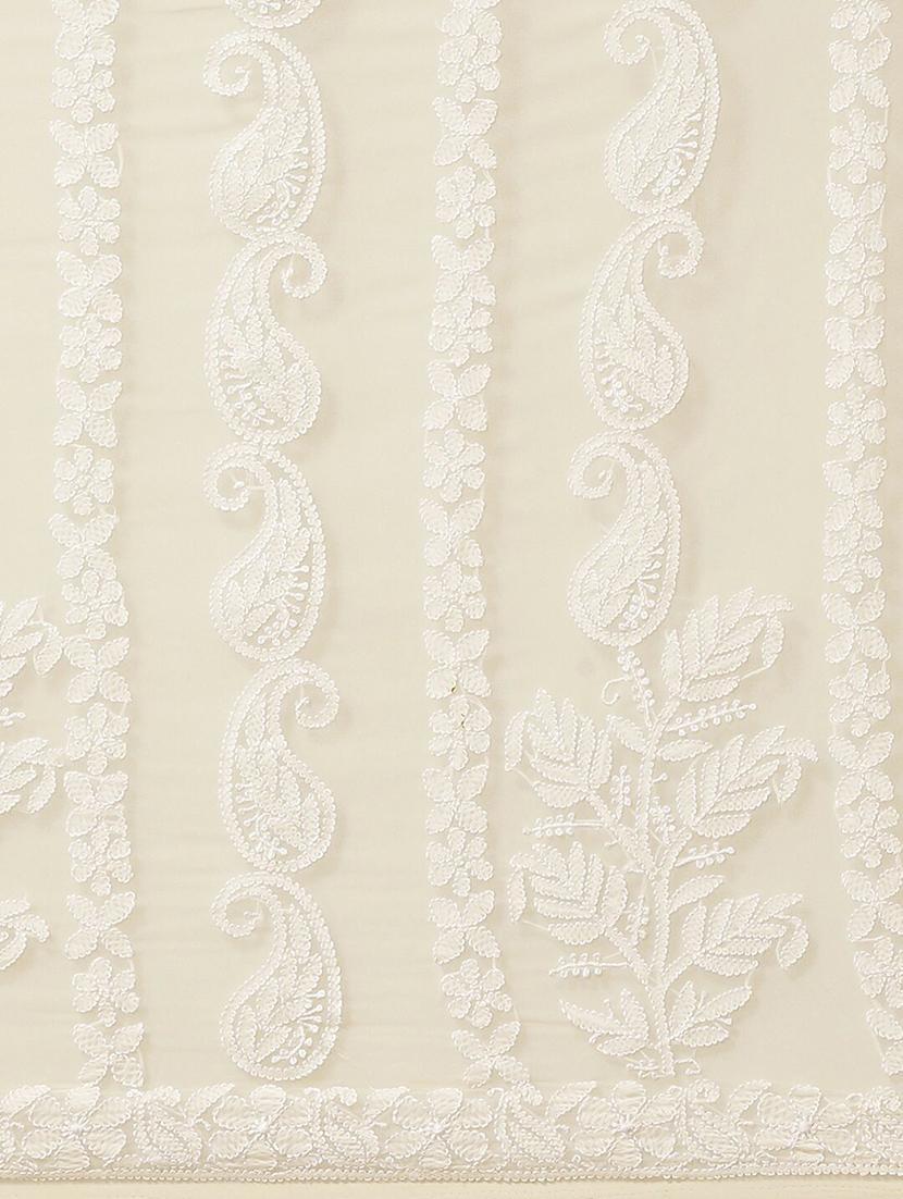 ada hand-embroidered beige chikankari saree with blouse - 17734082 - Standard Image - 2
