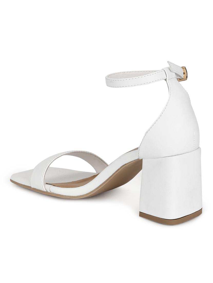 white pu ankle strap sandals - 17734136 -  Standard Image - 2