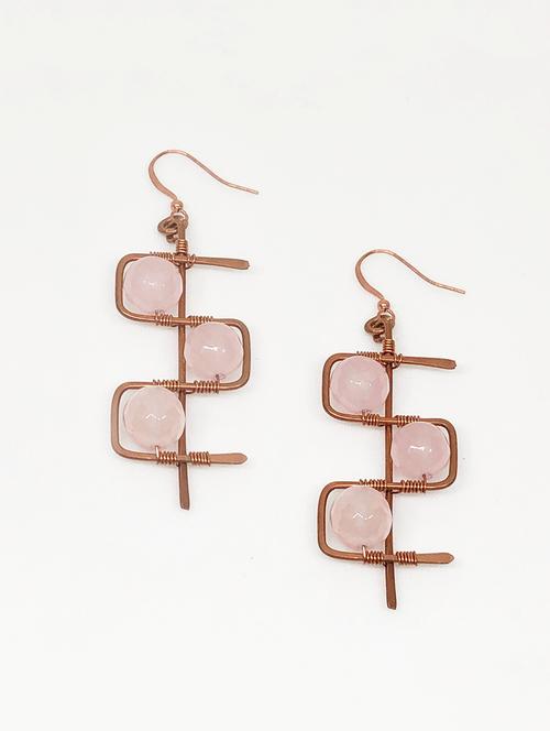 pink copper drop earrings - 17734175 - Standard Image - 0