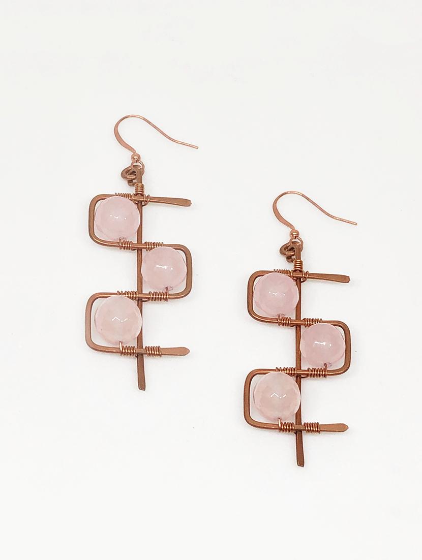 pink copper drop earrings - 17734175 - Zoom Image - 0