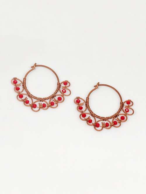 red brass balli earrings - 17734178 - Standard Image - 0