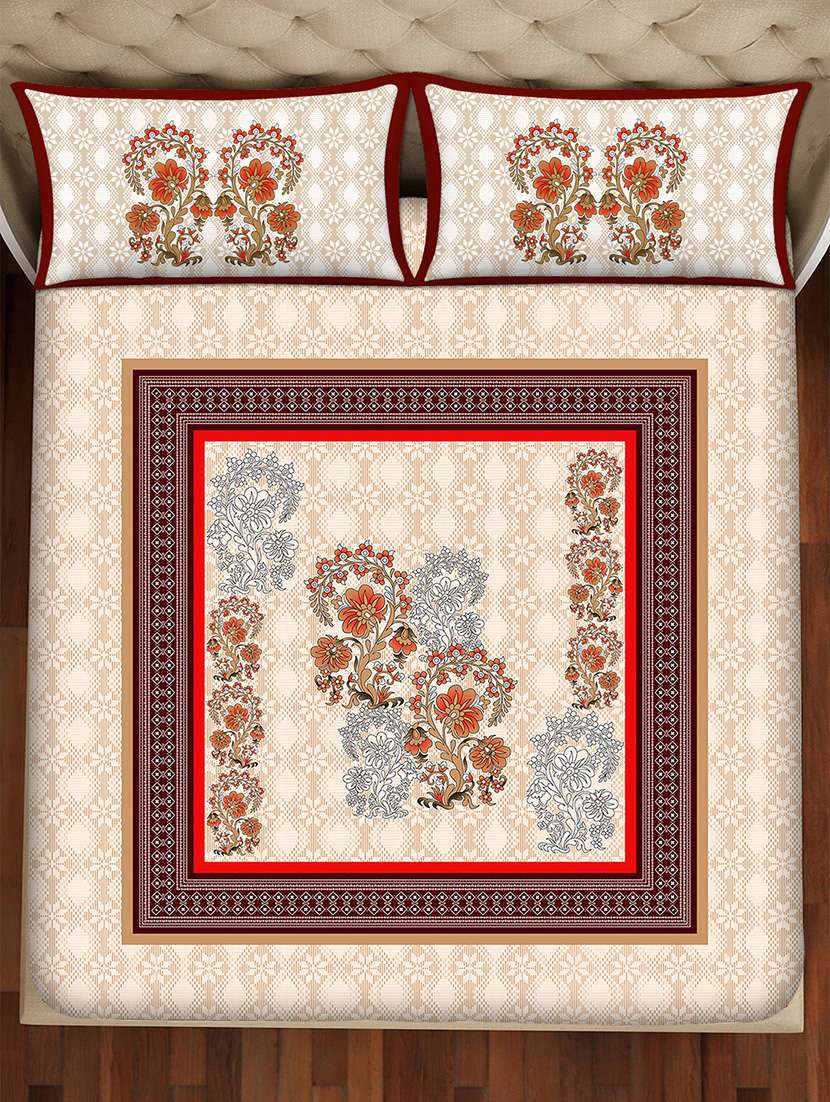 melbourne double bedsheet set super king size 100% luxury cotton red colour-mlb106 - 17734362 -  Standard Image - 2