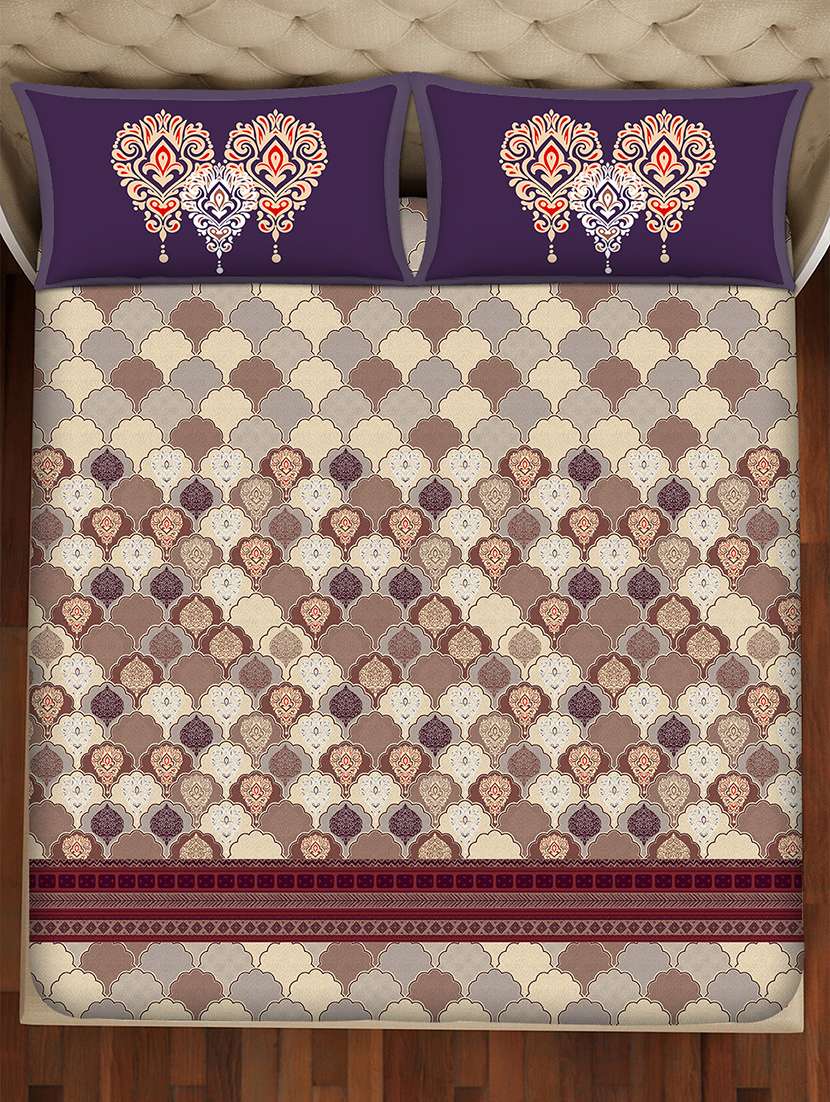melbourne double bedsheet set super king size 100% luxury cotton purple colour-mlb118 - 17734373 -  Standard Image - 2