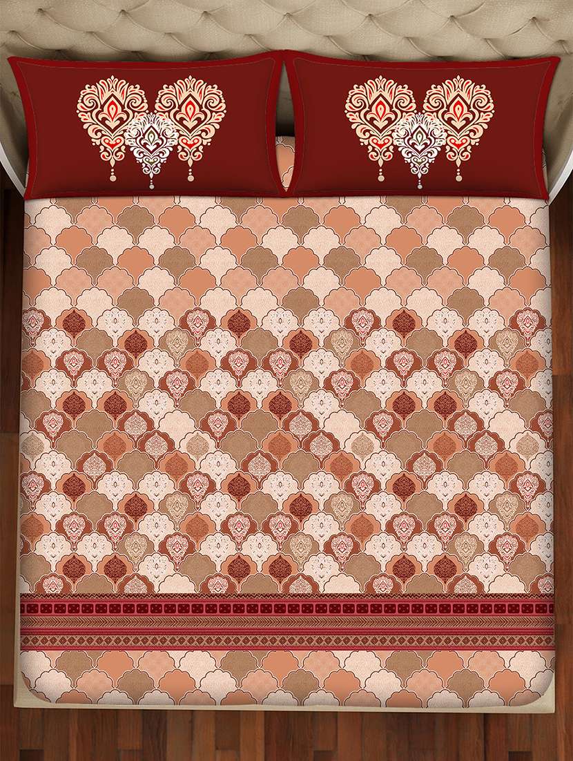 melbourne double bedsheet set super king size 100% luxury cotton red colour-mlb120 - 17734375 -  Standard Image - 2