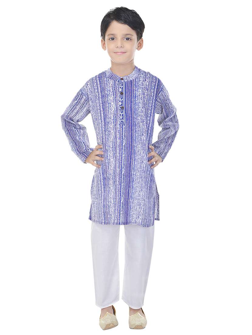 mandarin neck printed kurta with pajama set 
